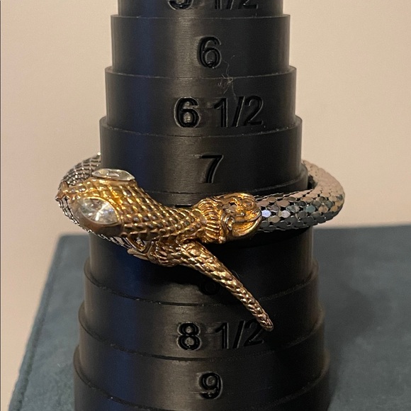 Vintage Gold & Silver Mesh Rhinestone Eye Snake Wrap Bracelet - Picture 8 of 9